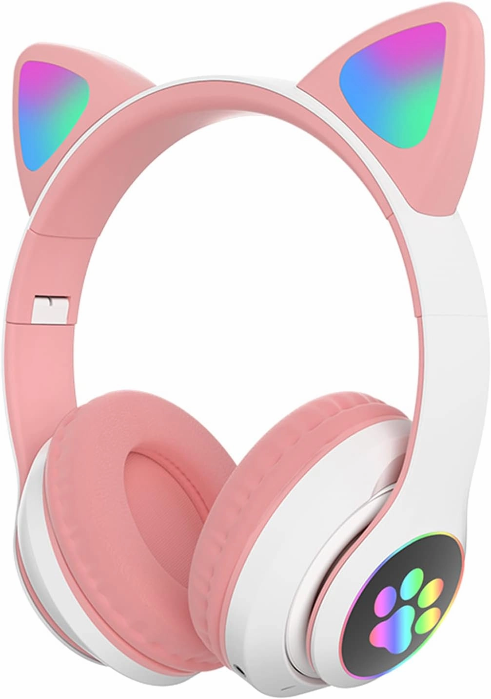 Bluetooth Wireless Headphones for Kids Teens Adults, Over-Ear Bluetooth Headphones with Microphone, Cat Ear Headphones for Girls Women (Pink) over-ear headphones,closed back headphones,wireless studio cans,