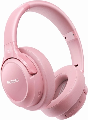 Bluetooth Wireless Headphones Over Ear,BERIBES 65H Playtime and 6 EQ Music Modes with Microphone, HiFi Stereo Foldable Lightweight Headset, Deep Bass for Home Office Cellphone PC Etc.(Pink) over-ear headphones,closed back headphones,wireless studio cans,