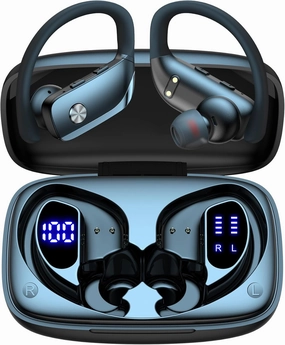 bmani Wireless Earbuds Bluetooth Headphones 48hrs Play Back Sport Earphones with LED Display Over-Ear Buds with Earhooks Built-in Mic Headset for Workout Black over-ear headphones,closed back headphones,wireless studio cans,
