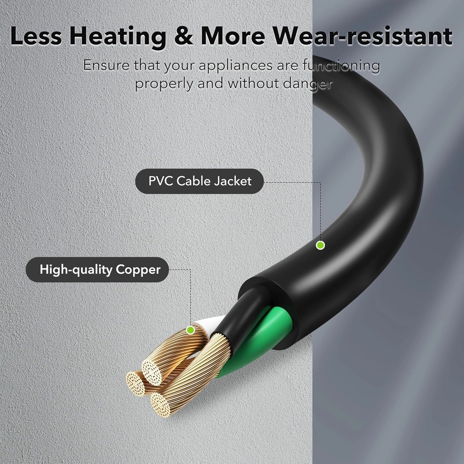 BN-LINK 6ft Indoor Outdoor Extension Cord 16/3 SJTW, 2 Pack, Black, 3-Prong, Weather Resistant & Flame Retardant, for Indoor, Garden, Landscaping & Holiday Decorations, ETL