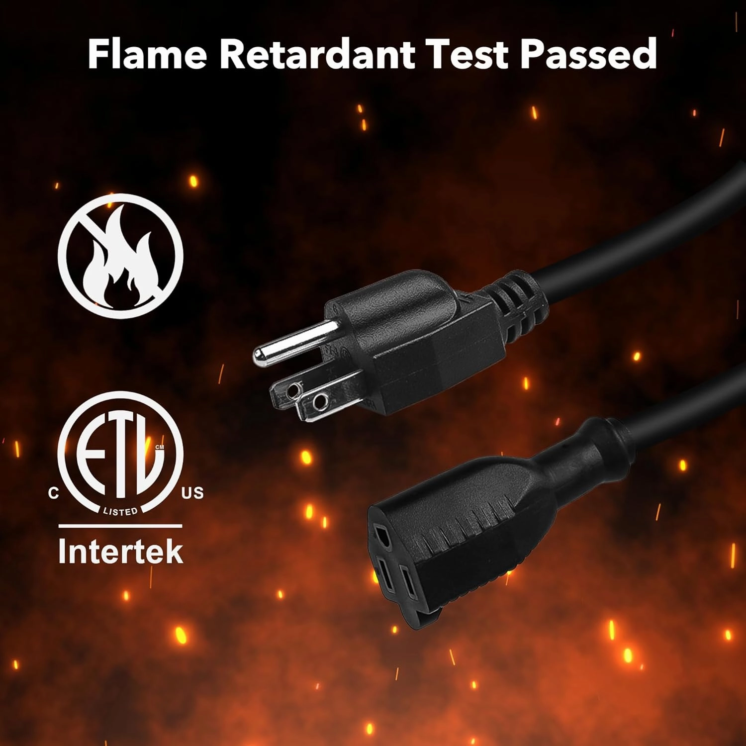 BN-LINK 6ft Indoor Outdoor Extension Cord 16/3 SJTW, 2 Pack, Black, 3-Prong, Weather Resistant & Flame Retardant, for Indoor, Garden, Landscaping & Holiday Decorations, ETL
