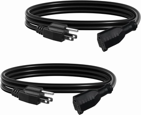 BN-LINK 6ft Indoor Outdoor Extension Cord 16/3 SJTW, 2 Pack, Black, 3-Prong, Weather Resistant & Flame Retardant, for Indoor, Garden, Landscaping & Holiday Decorations, ETL power cord,hi-fi power cable,AC power lead,