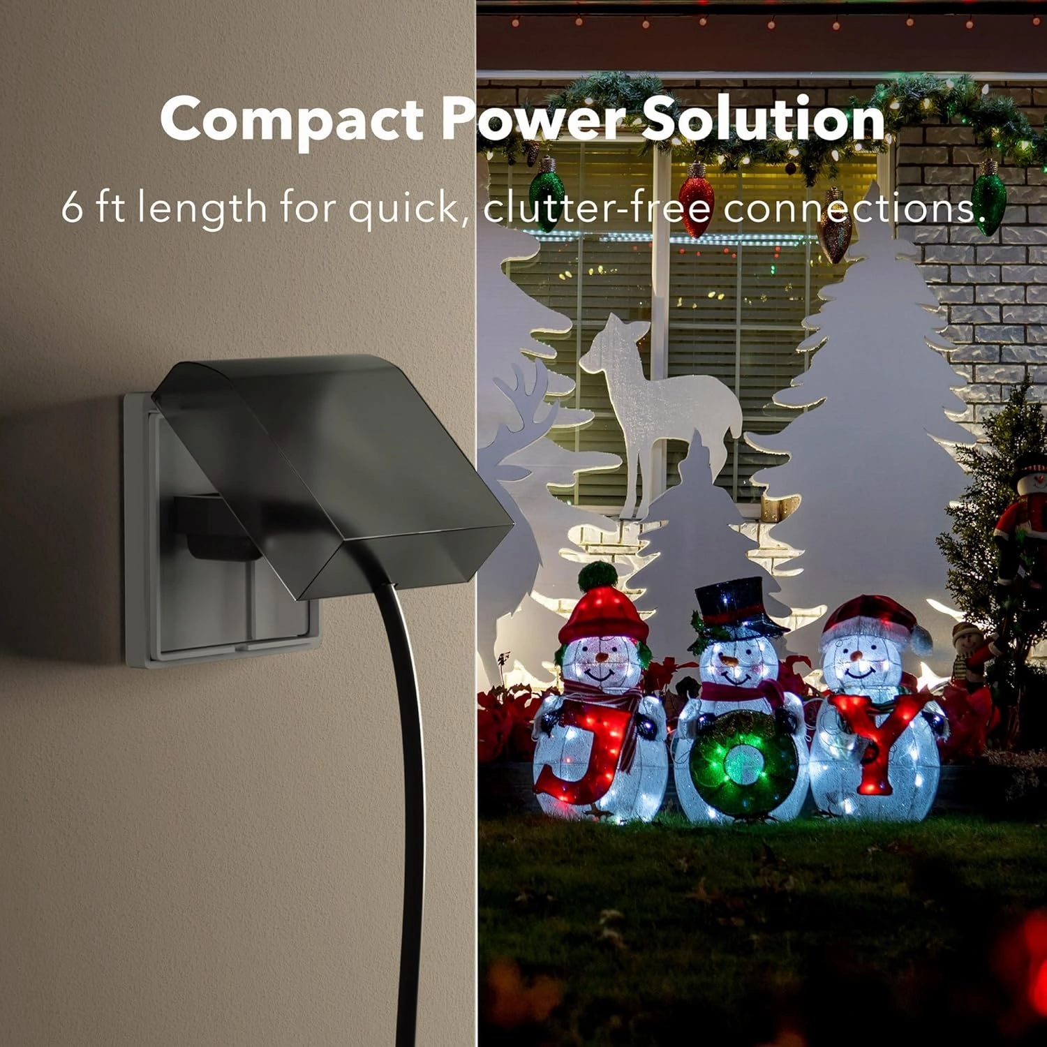 BN-LINK 6ft Indoor Outdoor Extension Cord 16/3 SJTW, 2 Pack, Black, 3-Prong, Weather Resistant & Flame Retardant, for Indoor, Garden, Landscaping & Holiday Decorations, ETL