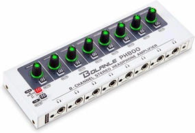 Bolanle PH800 8-Channel Headphone Amp - 16 Output Ports, Jacks 3.5mm&6.35mm, Compact Mono/Stereo Switch, Breathing 7 Color Light headphone amplifier,portable amp,desktop headphone amp,