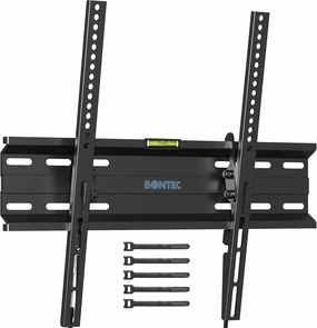 BONTEC TV Wall Mount Tilting for 23-60 inch TVs, Low Profile Design, Max VESA 400x400mm, Holds up to 115lbs, TV Mount for LCD LED OLED Flat Screens, Fixed Ultra Slim Bracket Fits 16" Studs speaker wall mount,audio bracket,AV wall mounting,
