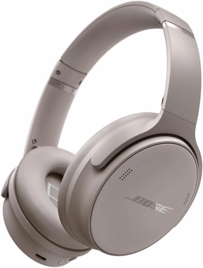 Bose QuietComfort Bluetooth Headphones, Wireless Headphones with Active Over Ear Noise Cancelling and Mic, Deep Bass, Up to 24 Hours of Playtime, Sandstone over-ear headphones,closed back headphones,wireless studio cans,