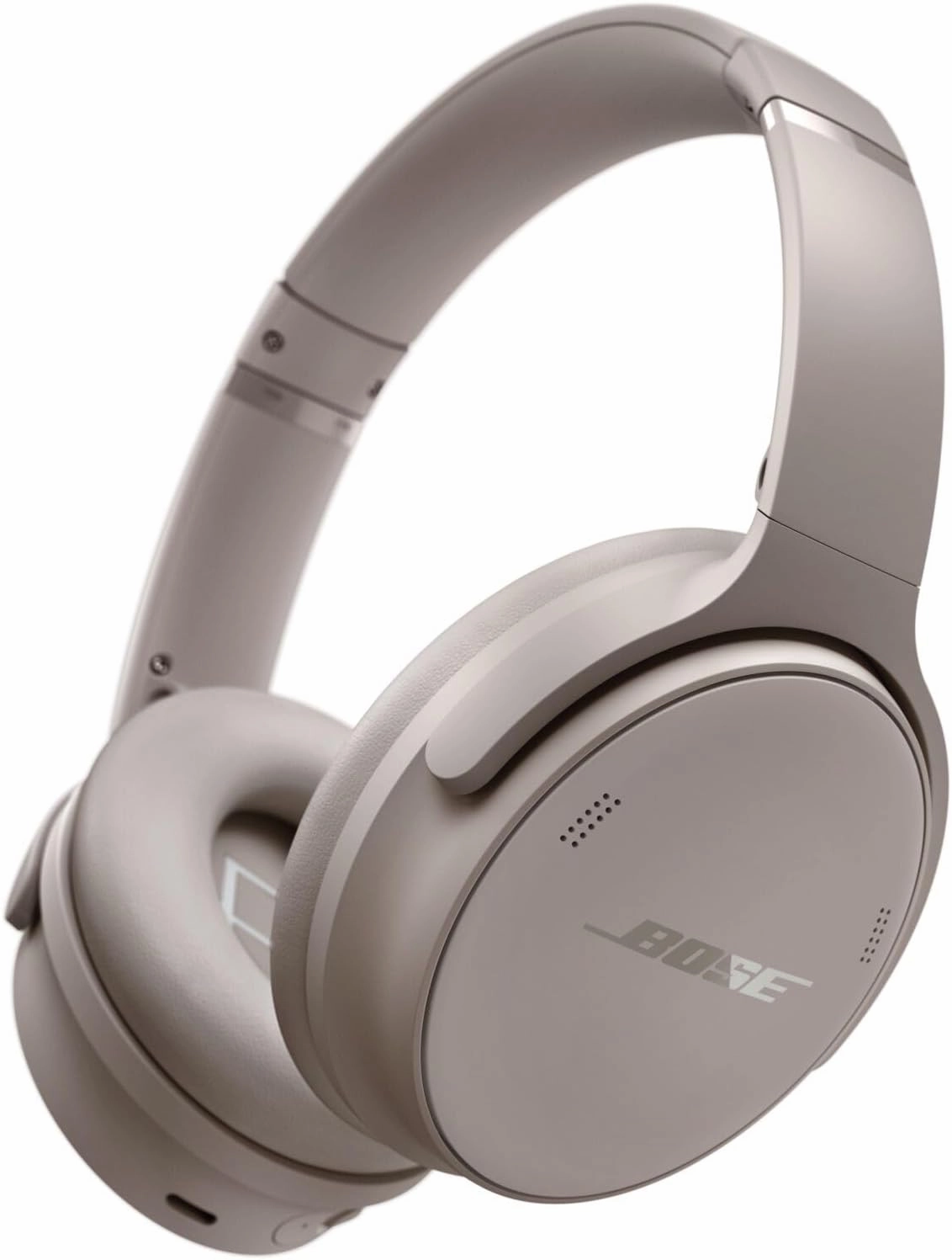 Bose QuietComfort Bluetooth Headphones, Wireless Headphones with Active Over Ear Noise Cancelling and Mic, Deep Bass, Up to 24 Hours of Playtime, Sandstone over-ear headphones,closed back headphones,wireless studio cans,