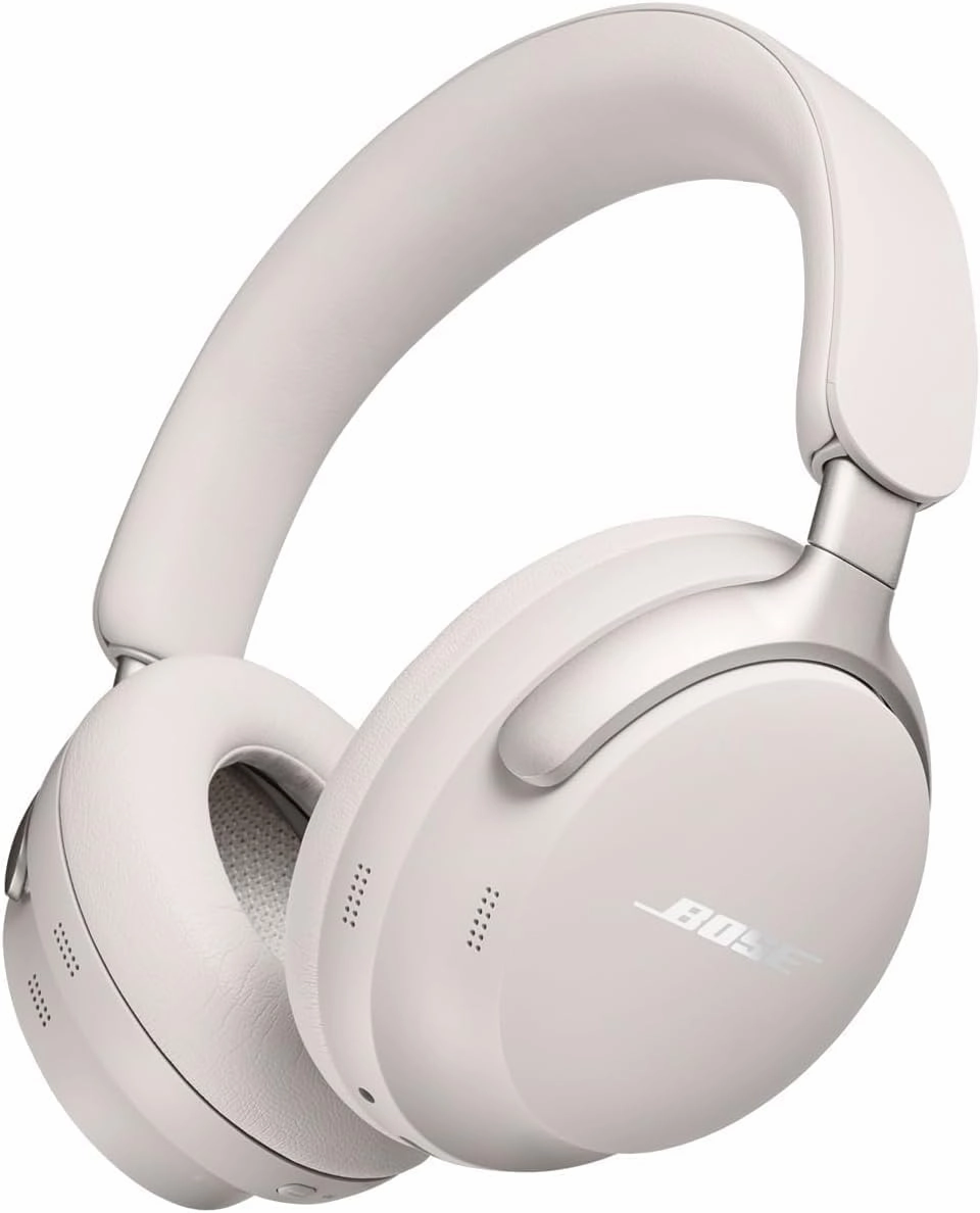 Bose QuietComfort Ultra Bluetooth Headphones, Wireless Headphones with Spatial Audio, Over Ear Noise Cancelling with Mic, Up to 24 Hours of Playtime, White Smoke over-ear headphones,closed back headphones,wireless studio cans,