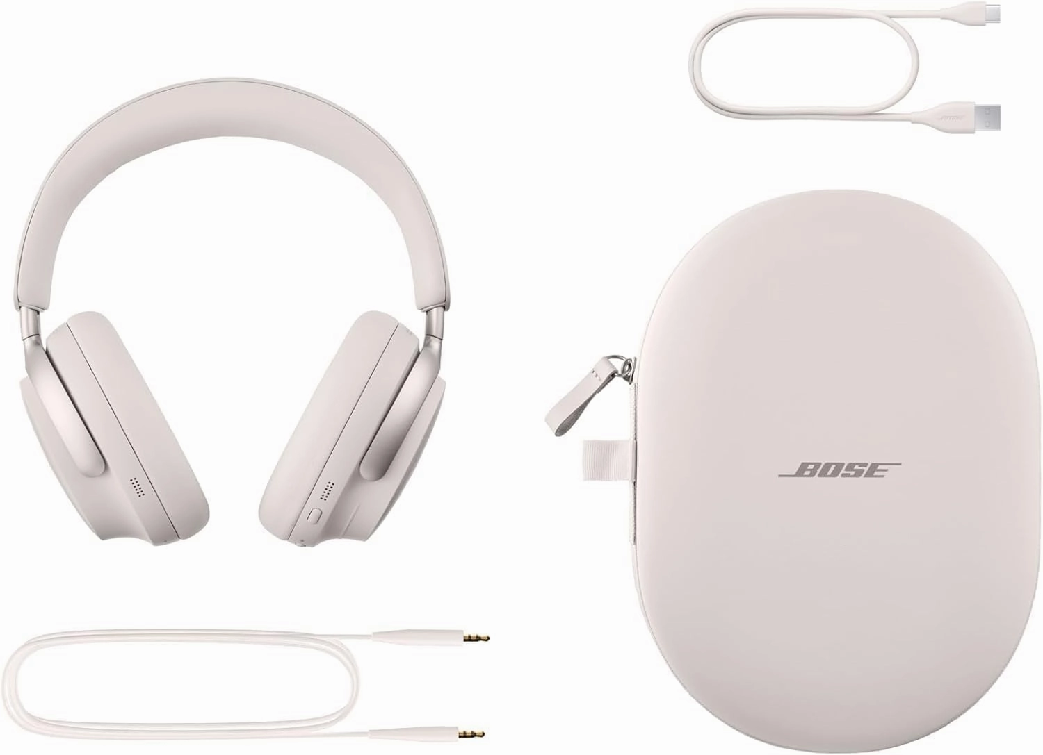 Bose QuietComfort Ultra Bluetooth Headphones, Wireless Headphones with Spatial Audio, Over Ear Noise Cancelling with Mic, Up to 24 Hours of Playtime, White Smoke
