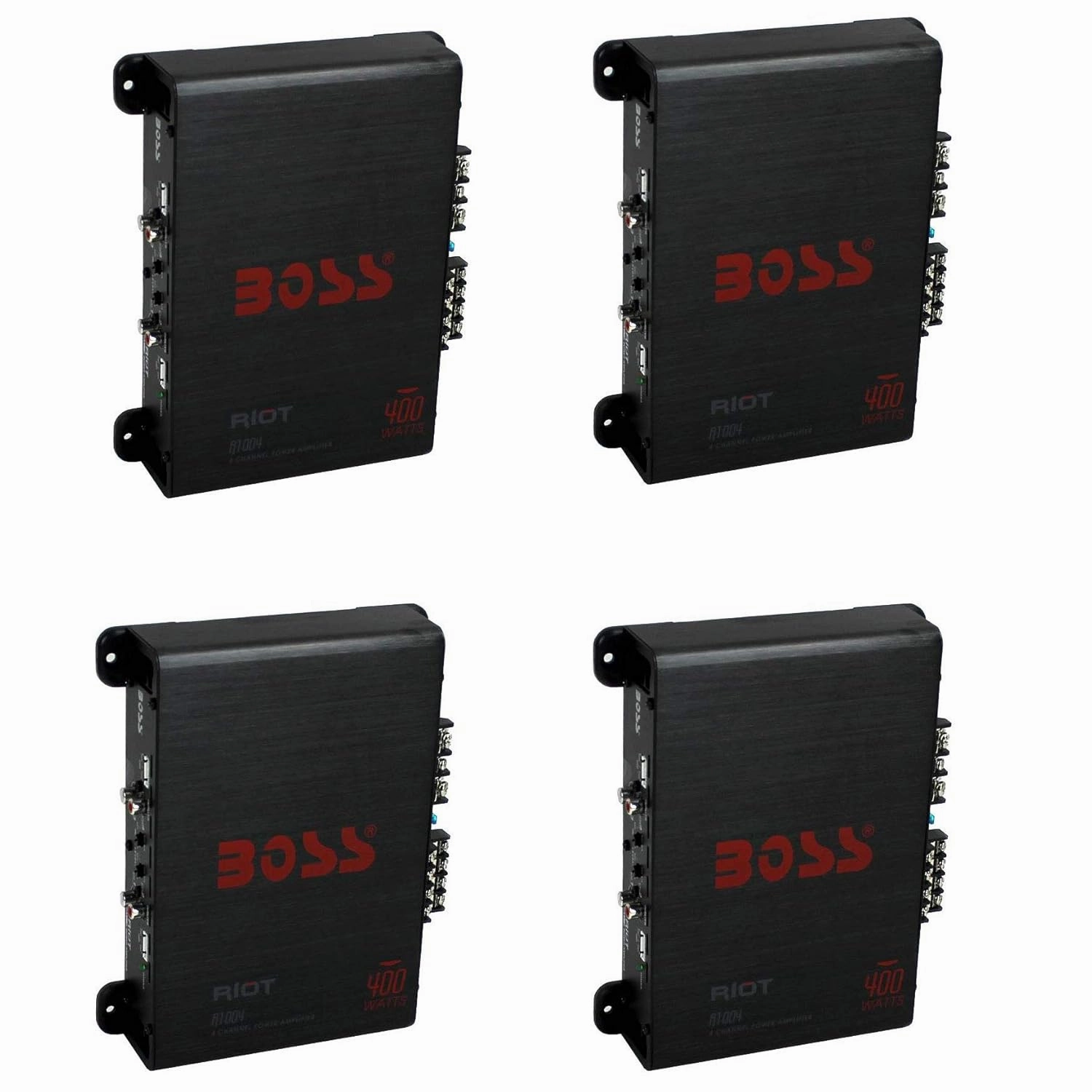 BOSS Audio Riot R1004 Class A/B 400 Watt MAX 4 Channel 2 Ohm Stable MOSFET Car Audio Power Amplifier Amp with Tri-Mode Operation (4 Pack) power amplifier,stereo amp,hi-fi power amp,