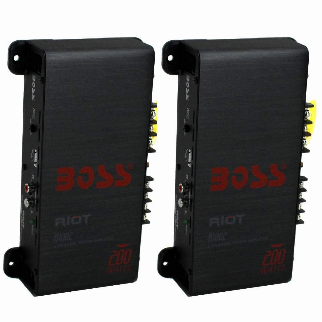 BOSS R1002 200W 2-Channel RIOT Car Audio High Power Amplifier Amps (2 Pack) power amplifier,stereo amp,hi-fi power amp,