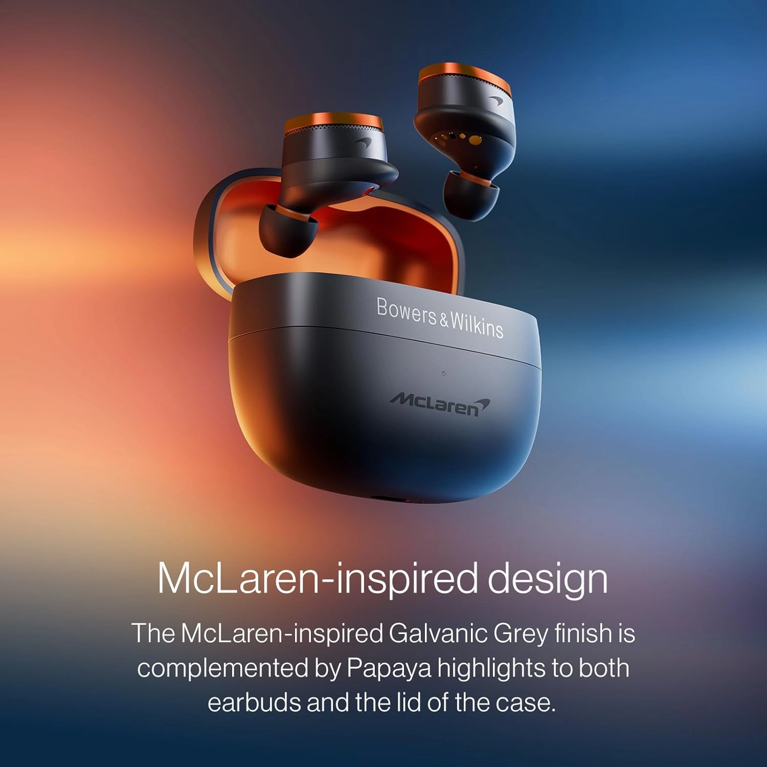 Bowers & Wilkins Pi8 McLaren Edition Wireless Earbuds, in-Ear Bluetooth Earphones with Qualcomm Chipset & aptX Lossless, Active Noise Cancelling Earbuds, 3 Built-in Mics, 15-Min Quick Charging
