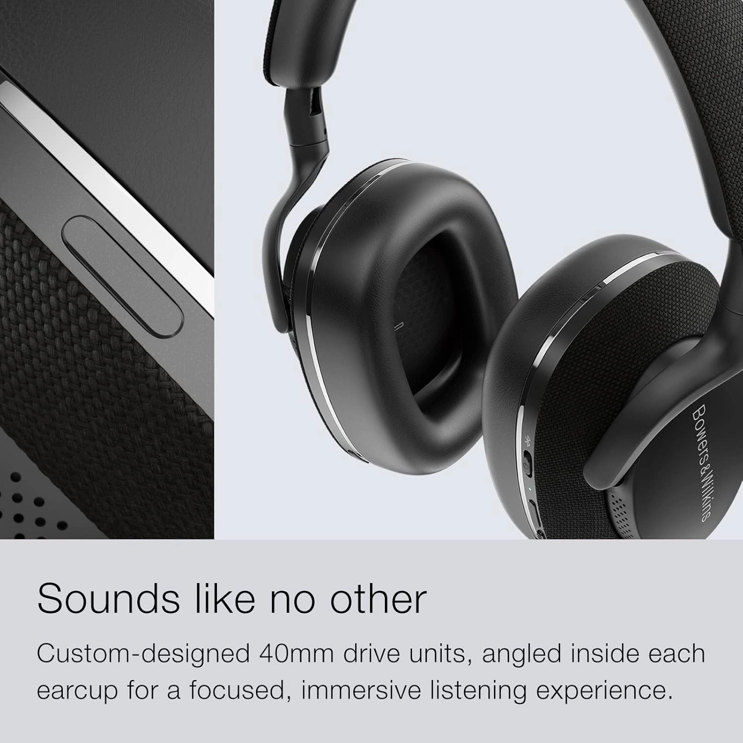 Bowers & Wilkins Px7 S2 Over-Ear Headphones - Advanced Noise Cancellation, Technical Fabrics, 30-Hour Battery Life, 15-Min Quick Charging, Black