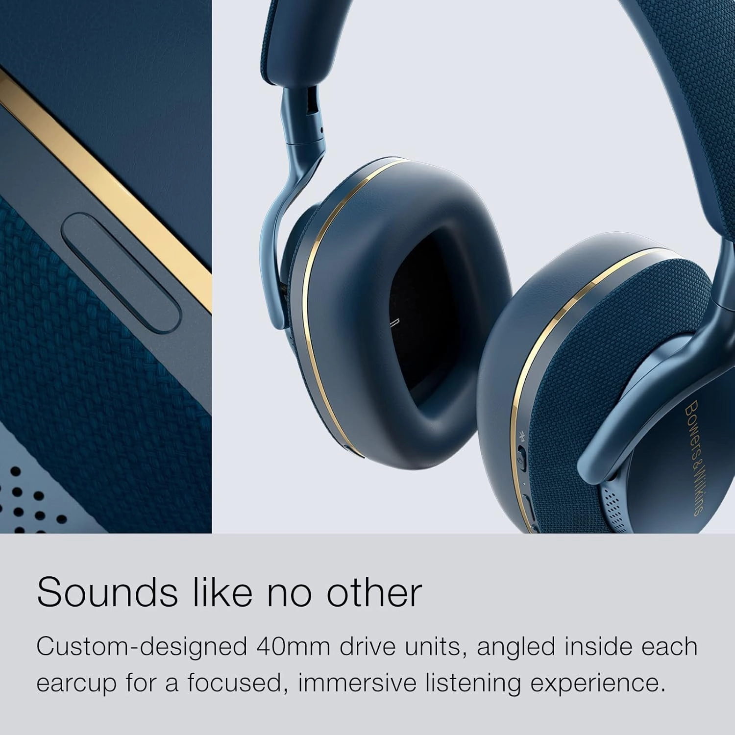 Bowers & Wilkins Px7 S2 Over-Ear Headphones - Advanced Noise Cancellation, Technical Fabrics, 30-Hour Battery Life, 15-Min Quick Charging, Blue
