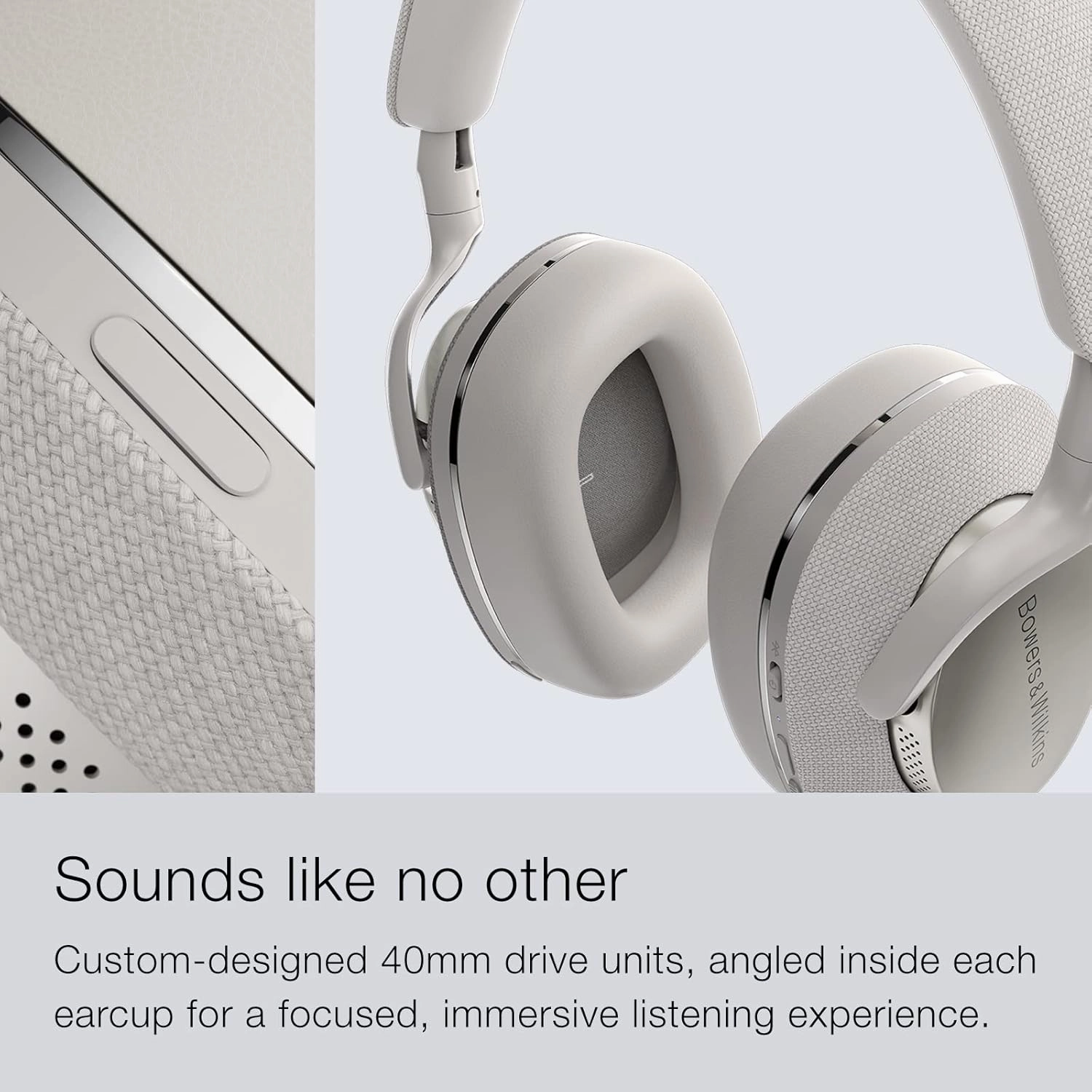 Bowers & Wilkins Px7 S2 Over-Ear Headphones - Advanced Noise Cancellation, Technical Fabrics, 30-Hour Battery Life, 15-Min Quick Charging, Grey