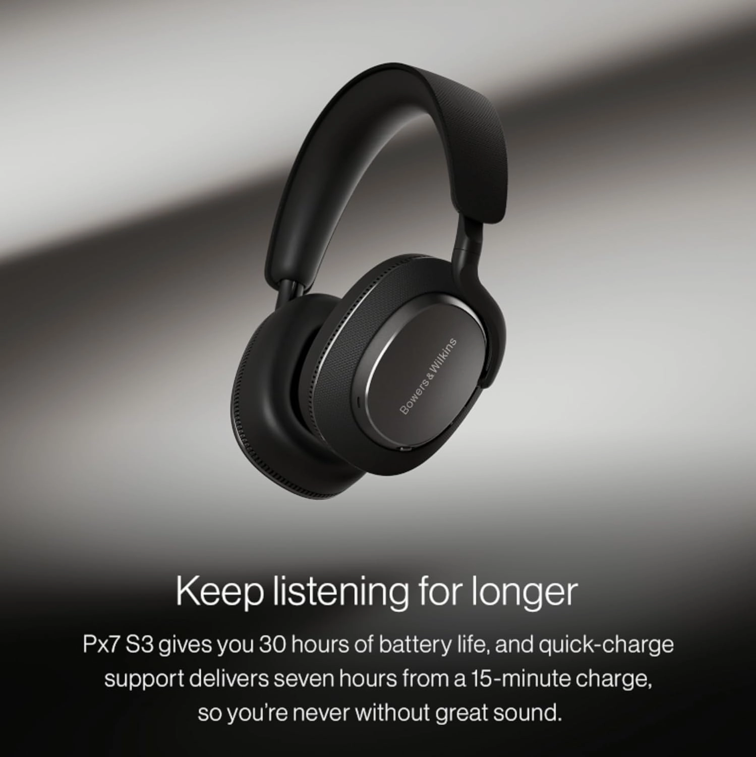 Bowers & Wilkins Px7 S3 Over-Ear Headphones, High-Resolution Sound, Comfortable Fit, Bluetooth, Active Noise Cancelling & Transparency Mode, 30-Hour Playtime, Quick Charge Support, Anthracite Black