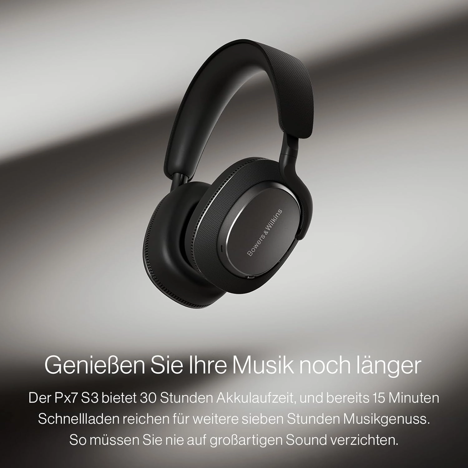 Bowers & Wilkins Px7 S3 Over-Ear Headphones, High-Resolution Sound, Comfortable Fit, Bluetooth, Active Noise Cancelling & Transparency Mode, 30-Hour Playtime, Quick Charge Support, Canvas White