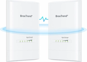 BrosTrend 5KM WiFi Bridge w/ 2X Gigabit Ports, 5GHz 867Mbps Wireless Bridge Outdoor PtP PtMP, Long Range Point to Point Plug & Play, Standard 802.3af PoE & w/Passive PoE Injector, for Garage Building wireless audio bridge,Bluetooth transmitter,WiFi