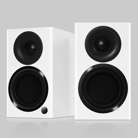 BS4 Active Bookshelf Speakers, White bookshelf speakers,compact stereo speakers,hi-fi shelf speakers,
