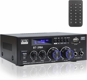 BT-398A Stereo Audio Amplifier,Power amplifiers 450Wx2, 2.0 Channel Stereo Receiver with FM Radio, USB/SD/AUX Optical & Coaxial Inputs,Amplifier Home Audio for Passive Speakers balanced output player,audiophile player,hi-res digital player,