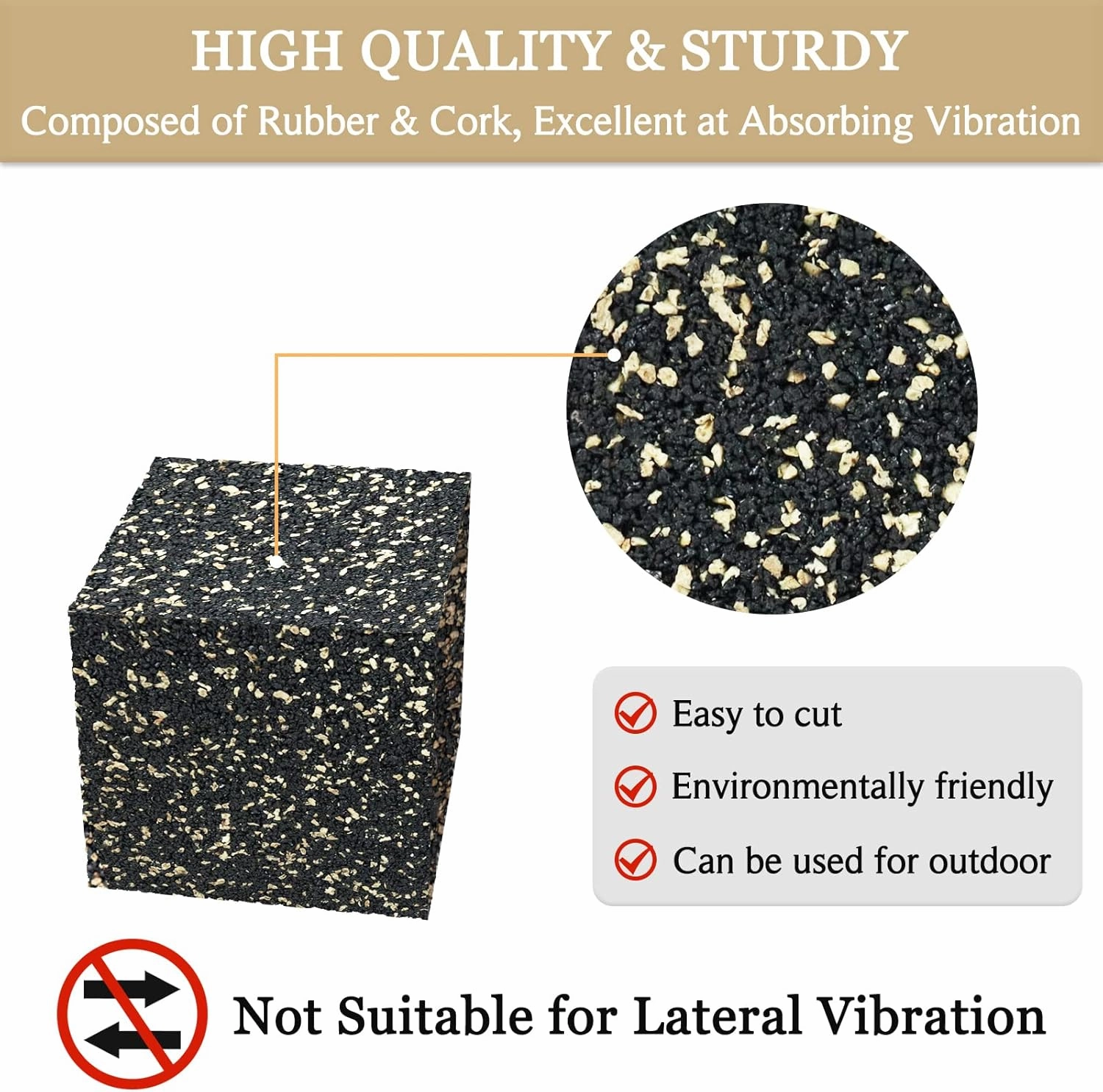 BXI Subwoofer Isolation Pad - 4 Pcs 2 X 2 X 2 Inches Bass Reduction Floorstanding Speakers Mat Riser - Thick Large Rubber Cork Anti Vibration Pads for Heavy Machine Equipment Studio Monitor Stands