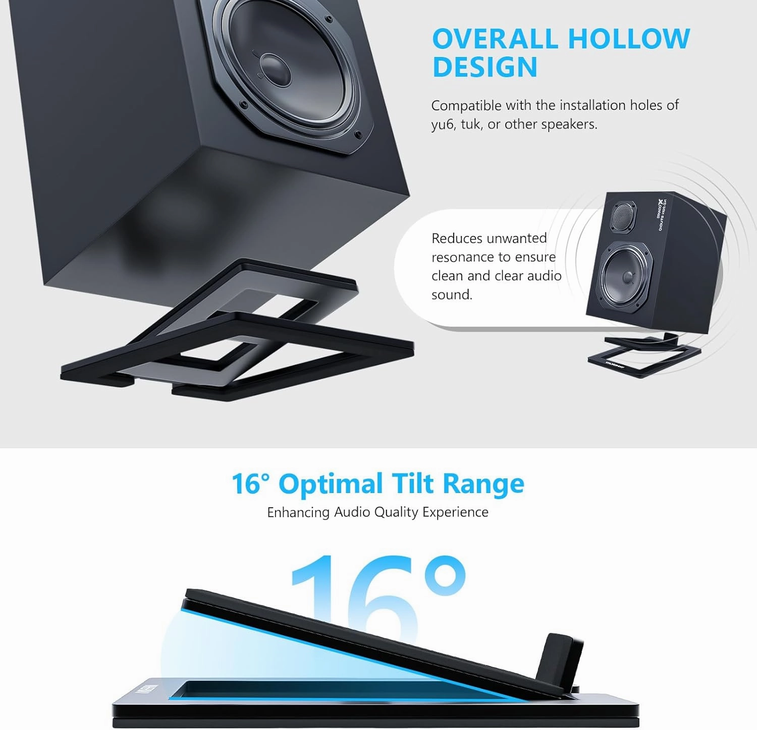 C-1 Desktop Speaker Stands for Small SpeakersTilted Tabletop Steel Computer Speaker Stands(Pair)L15.2 x W11.4 x H3.8 Centimetres (Black)