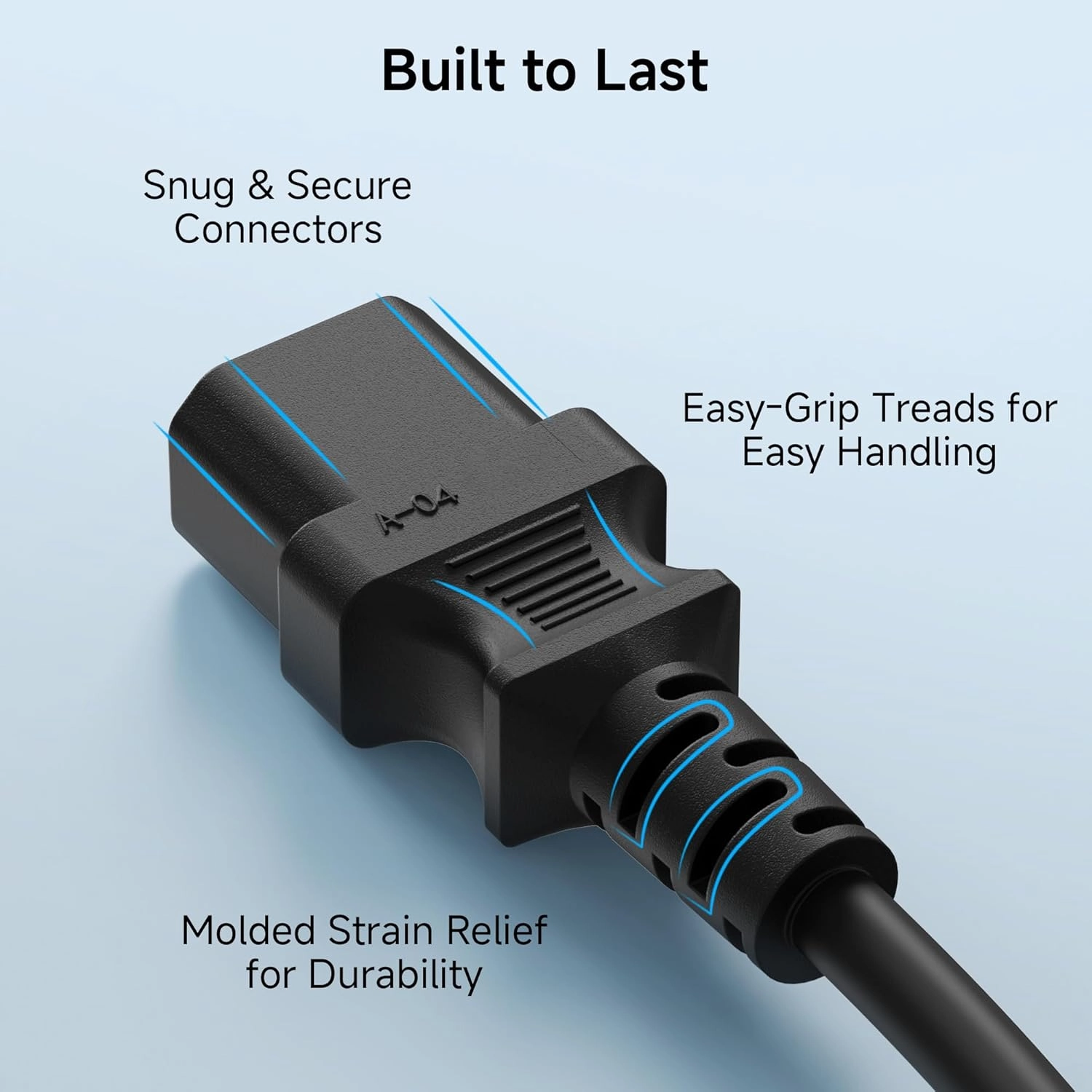 Cable Matters 2-Pack Computer to PDU Power Extension Cord - 6ft, IEC C14 to IEC C13 PDU Power Cord, 10A, 18AWG, Black