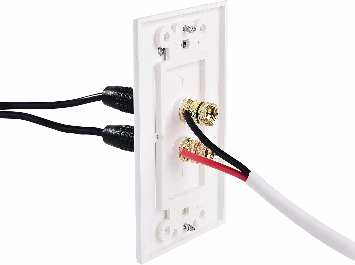Cable Matters 2-Pack Speaker Wire Wall Plate, Gold Plated Speaker Wall Plate with Banana Plug Binding Post for 1 Speaker, White