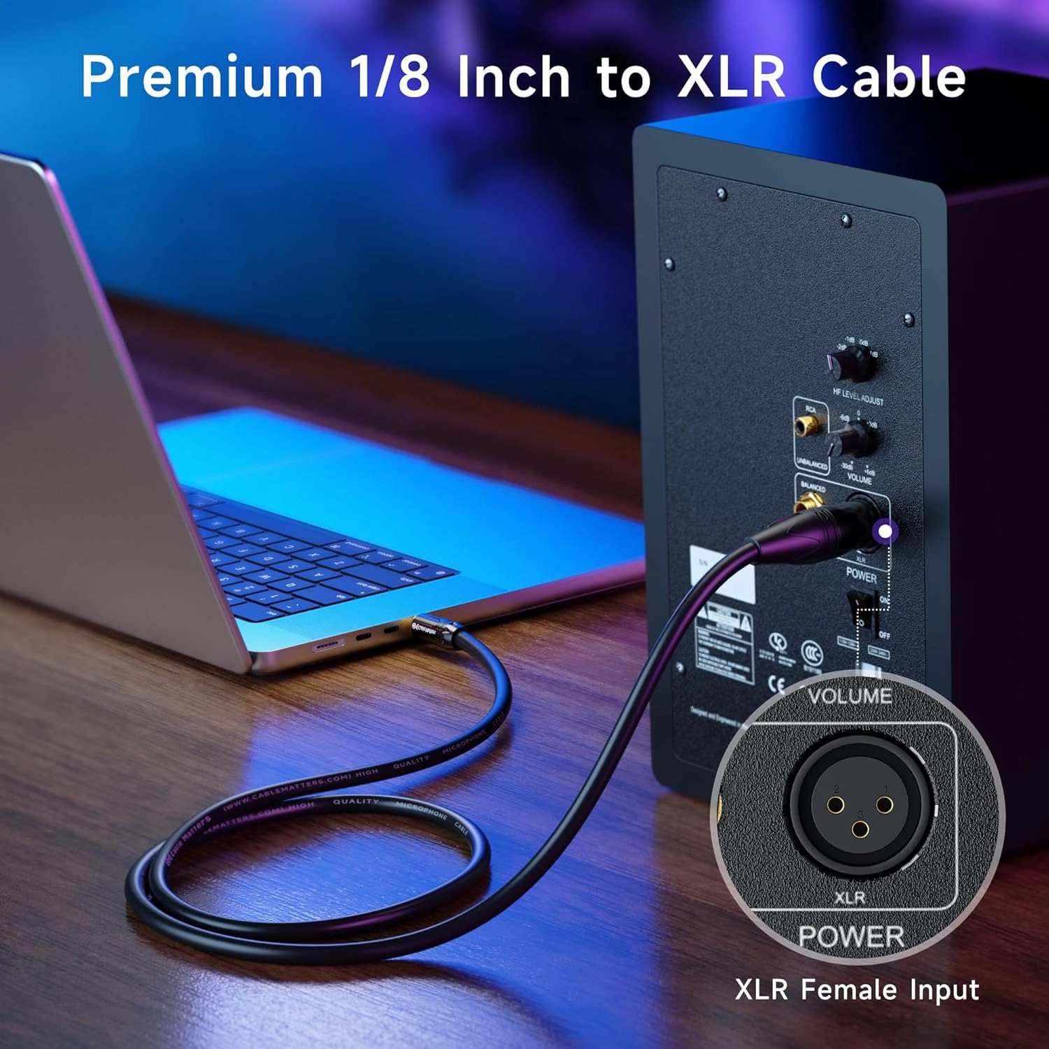 Cable Matters 3.5mm to XLR Cable - 10ft, Male to Male XLR to 1/8 Inch Cable, Compatible with iPod, MP3 Player, Laptop, Voice Recorder, and More, Black  Not for Microphone Use