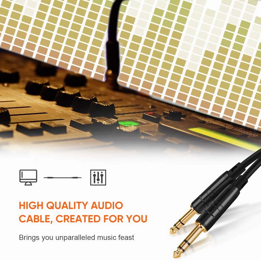 CableCreation 1/4 TRS Cable, [2-Pack 6FT] 1/4 Inch to 1/4 Inch 6.35mm Balanced Stereo Audio Cable for Studio Monitors,Mixer,Yamaha Speaker/Receiver,Black