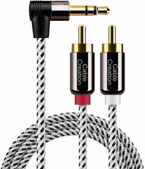 CableCreation 3.5mm to RCA Cable, Angle 3.5mm Male to 2RCA Male Auxiliary Stereo Audio Y Splitter Gold-Plated for Smartphones, MP3, Tablets, Speakers,Home Theater,HDTV,6FT/1.8M-2PACK home cinema system,5.1 home theater,surround sound package,