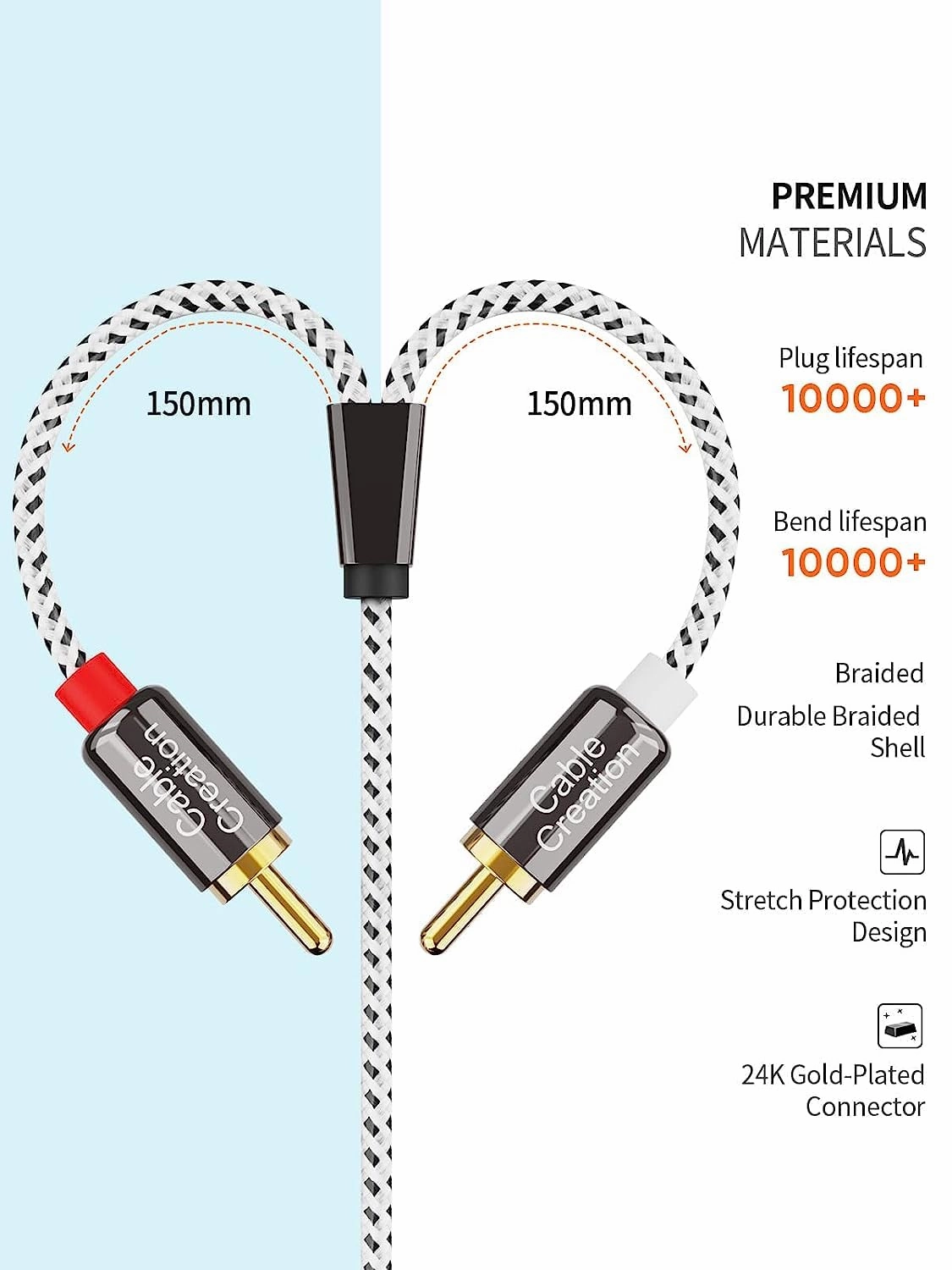 CableCreation 3.5mm to RCA Cable, Angle 3.5mm Male to 2RCA Male Auxiliary Stereo Audio Y Splitter Gold-Plated for Smartphones, MP3, Tablets, Speakers,Home Theater,HDTV,6FT/1.8M-2PACK