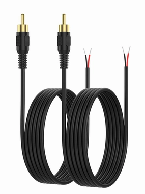 CableCreation RCA to Speaker Wire Adapter, 2 Bare Wire Cables to RCA Plug Adapter Repair Cord Compatible with Speaker Amplifier, Audio Video AV Receiver, TV, Subwoofer (2Pack 20AWG 6.6FT) speaker cable,audio wire,hi-fi speaker cord,