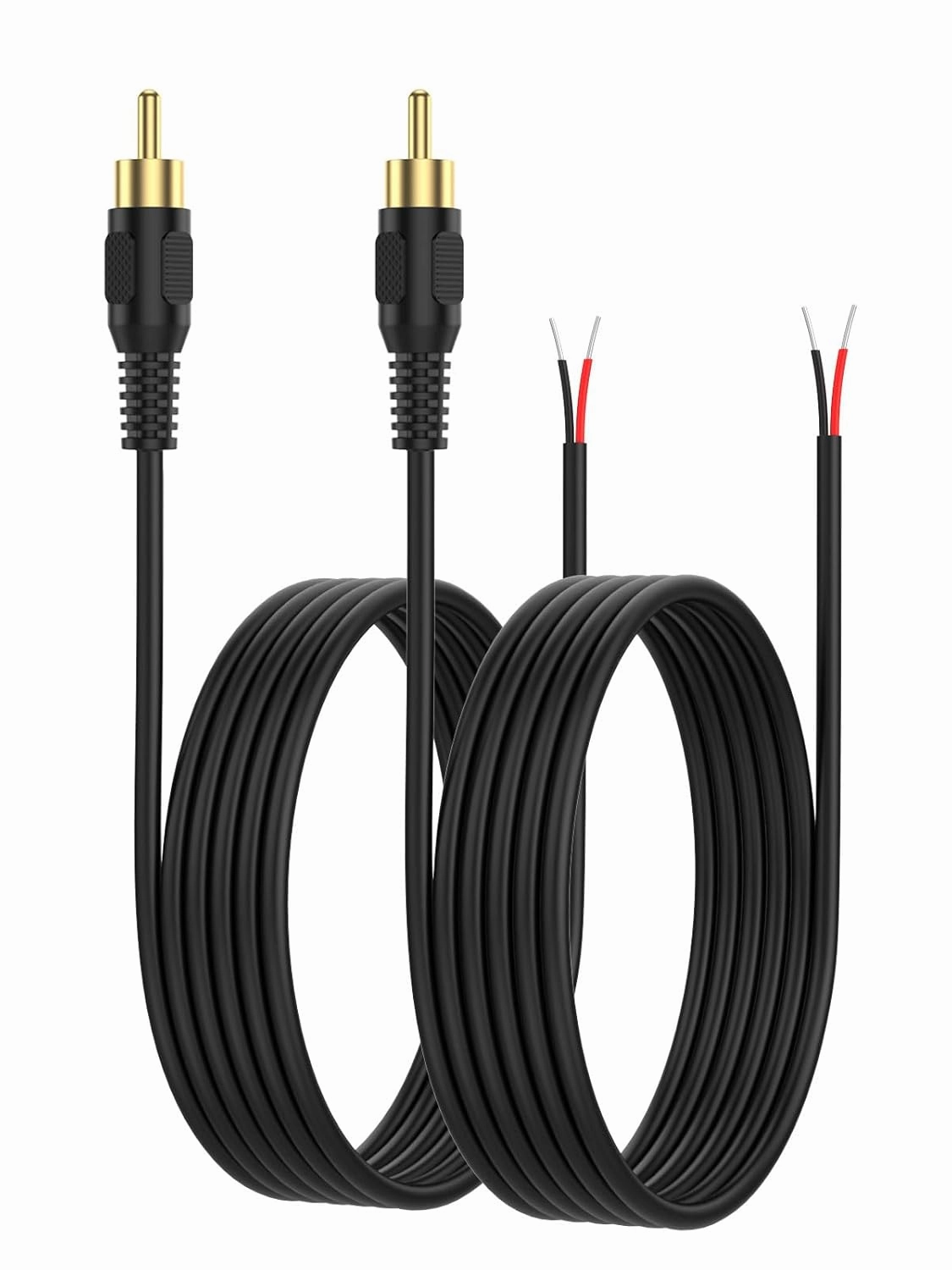CableCreation RCA to Speaker Wire Adapter, 2 Bare Wire Cables to RCA Plug Adapter Repair Cord Compatible with Speaker Amplifier, Audio Video AV Receiver, TV, Subwoofer (2Pack 20AWG 6.6FT) speaker cable,audio wire,hi-fi speaker cord,
