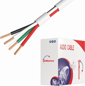 Cables Direct Online 500 feet Speaker Wire 16 Gauge CL2 Rated Indoor Low Voltage Copper Clad Aluminum (CCA) 4 Conductors Cable with Easy Pull Box  Perfect for in-Wall Installation  16/4 speaker cable,audio wire,hi-fi speaker cord,