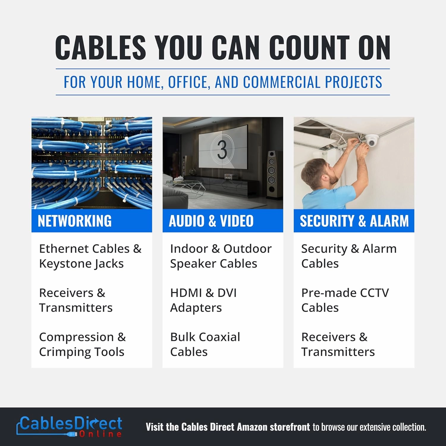 Cables Direct Online Speaker Wire 16 Gauge, 100 ft for Outdoor and Indoor Use, 16/2 CCA (Copper Clad Aluminum) Stranded Bulk Audio Cable, Direct Burial and UV Resistant, New 2025 Model