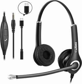 Callez Computer Headset, 3.5mm Cell Phone Headset with Mic Noise Cancelling, USB-C Wired Headphone for PC Laptop Mac iPhone Samsung Zoom Teams Call Center Home Office Work, in-line Controls noise cancelling headphones,ANC headphones,travel headphones,