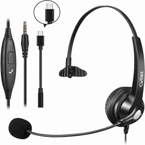 Callez Wired Computer Headset, 3.5mm Cell Phone Headset with Mic Noise Cancelling, USB-C Headphone for PC Laptop Mac iPhone Samsung Zoom Teams Call Center Home Office Work, in-line Controls noise cancelling headphones,ANC headphones,travel headphones,