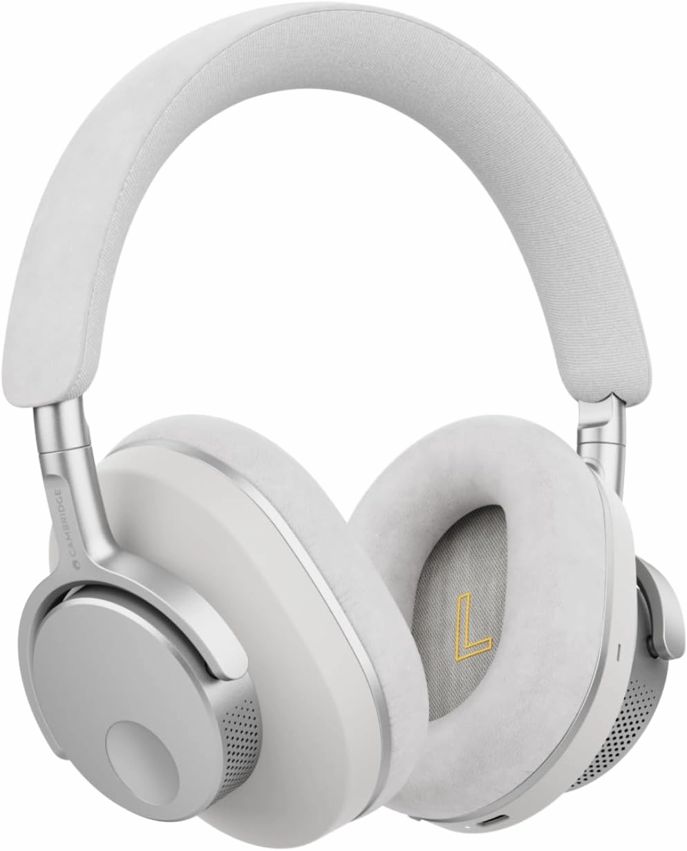 Cambridge Audio P100 Over-Ear Headphones with Active Noise Cancellation (White) noise cancelling headphones,ANC headphones,travel headphones,