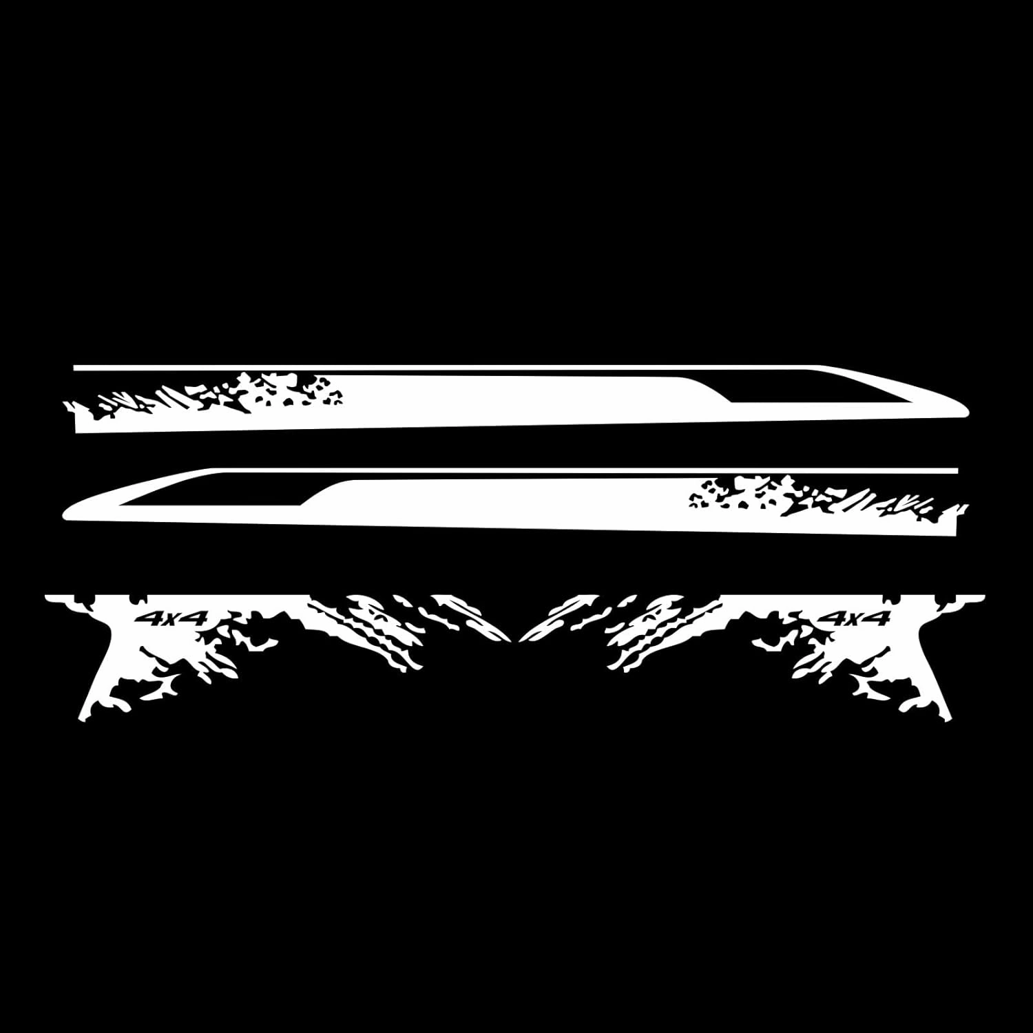 Car Decal Bed Mud Splash Kit Graphic Decal Self-Adhesive Adjustable Gloss Sports Stripe car Sticker Decorative for Pickup Truck Body Sticker taildoor Vinyl Decal Accessories 4PCS (White)