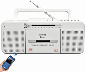 Cassette Player Boombox, Portable AM/FM Radio Stereo with Bluetooth, USB, Dual Big Speaker, Earphone Jack, Record to Cassettes/USB via Mic,Cassette to MP3 Converter,AC/DC Powered hi-res portable player,digital audio player,DAP lossless,
