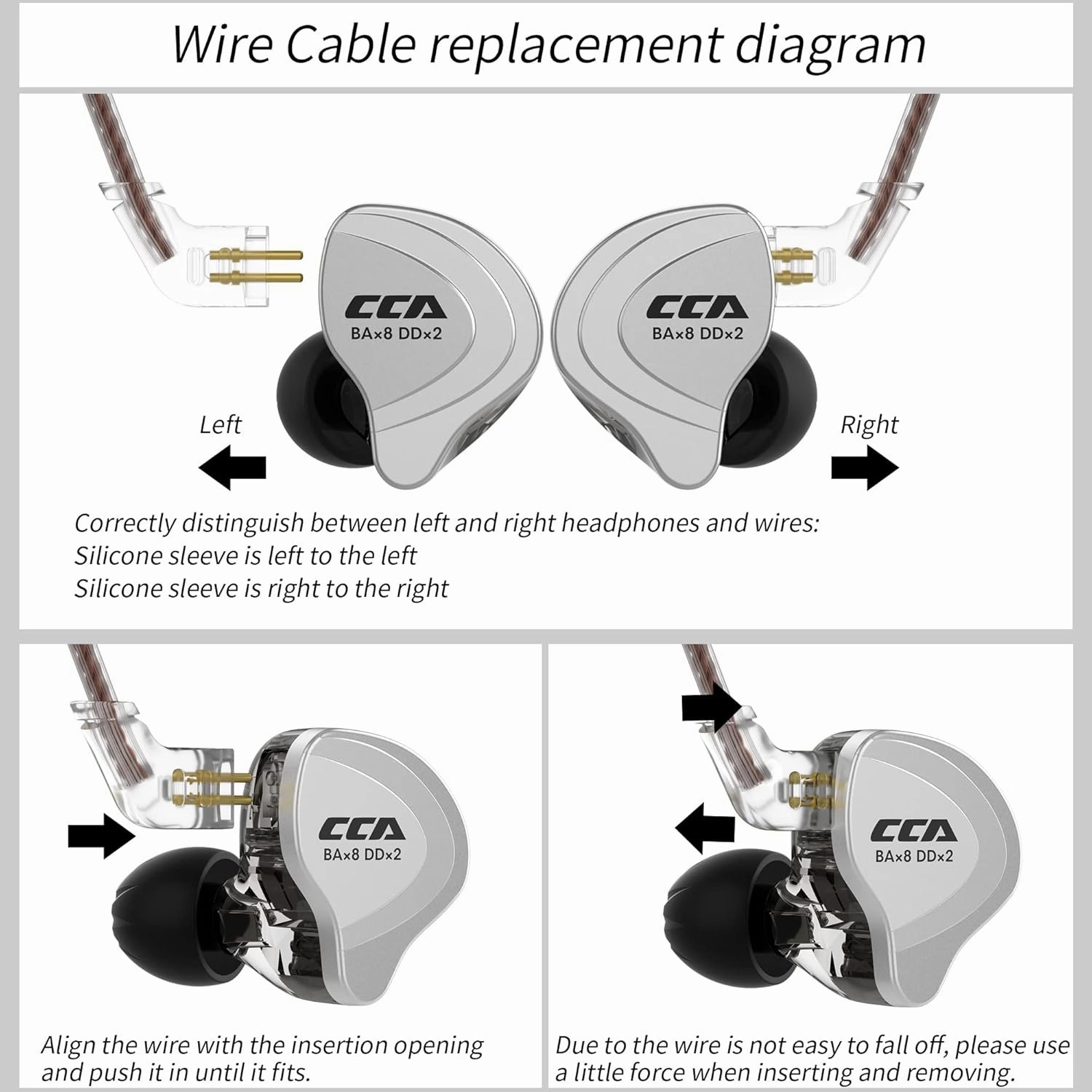 CCA C10 in Ear Monitor Headphone 10 Hybrid Drivers Wired Earbud 4BA 1DD HiFi IEM Earphones Stereo Noise Isolating Earphone with Detachable Cable for Musicians Singers Audiophiles (Black, Without Mic)