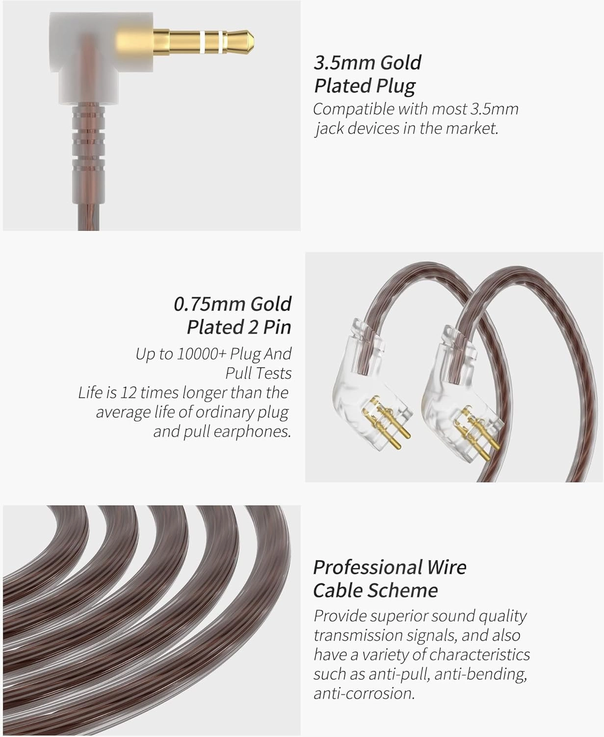 CCA C10 in Ear Monitor Headphone 10 Hybrid Drivers Wired Earbud 4BA 1DD HiFi IEM Earphones Stereo Noise Isolating Earphone with Detachable Cable for Musicians Singers Studio Audiophiles Dj PC