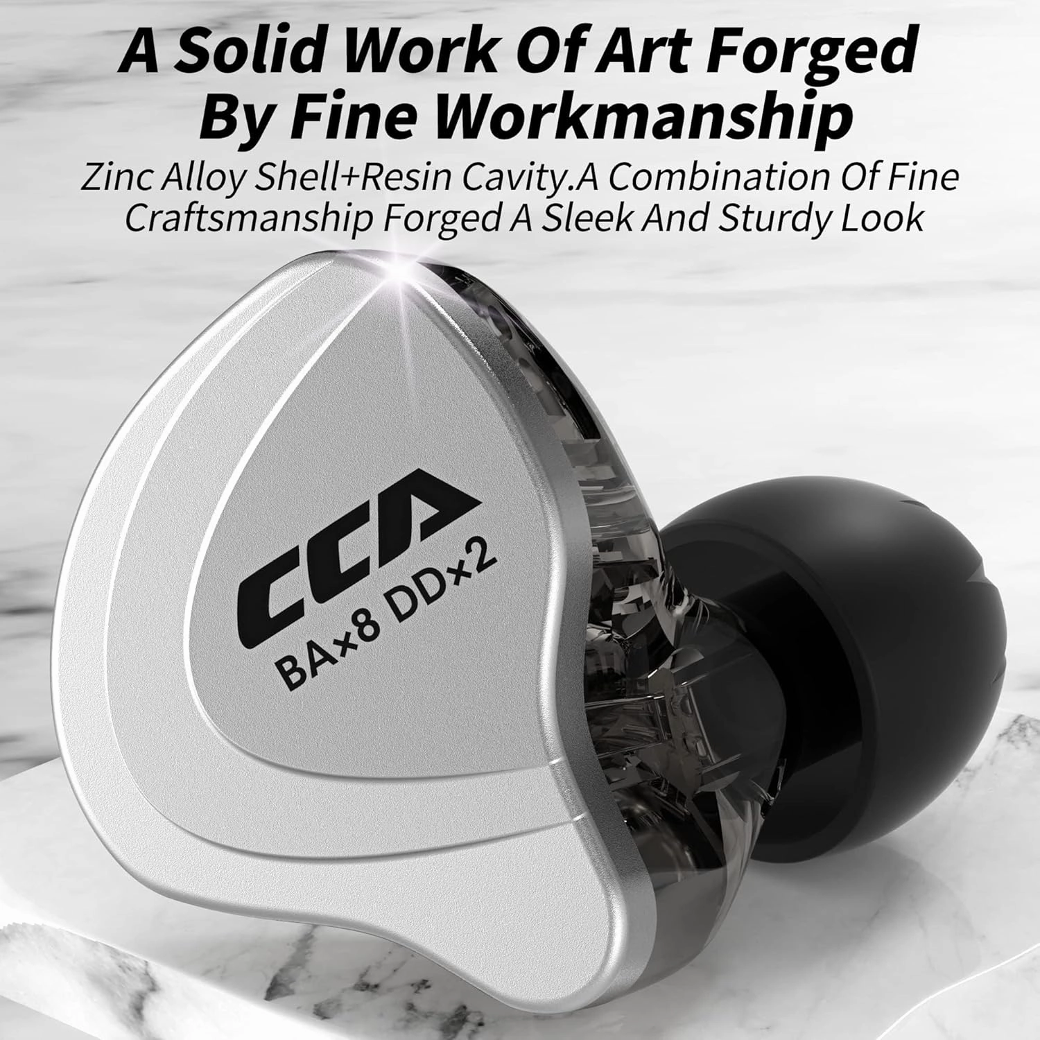 CCA C10 in Ear Monitor Headphone 10 Hybrid Drivers Wired Earbud 4BA 1DD HiFi IEM Earphones Stereo Noise Isolating Earphone with Detachable Cable for Musicians Singers Studio Audiophiles Dj PC