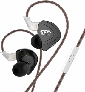 CCA C10 Wired Earbuds in-Ear Headphones with Microphone,4BA 1DD 5 Driver in-Ear HiFi Metal Earphones IEMs with Zinc Alloy Faceplate,Detachable Cable for Singer Guitarist Drummer(Matte Black,with Mic) in-ear monitors,hi-fi IEMs,studio earphones,
