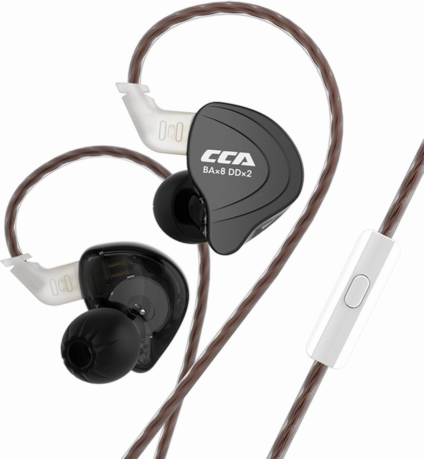 CCA C10 Wired Earbuds in-Ear Headphones with Microphone,4BA 1DD 5 Driver in-Ear HiFi Metal Earphones IEMs with Zinc Alloy Faceplate,Detachable Cable for Singer Guitarist Drummer(Matte Black,with Mic) in-ear monitors,hi-fi IEMs,studio earphones,