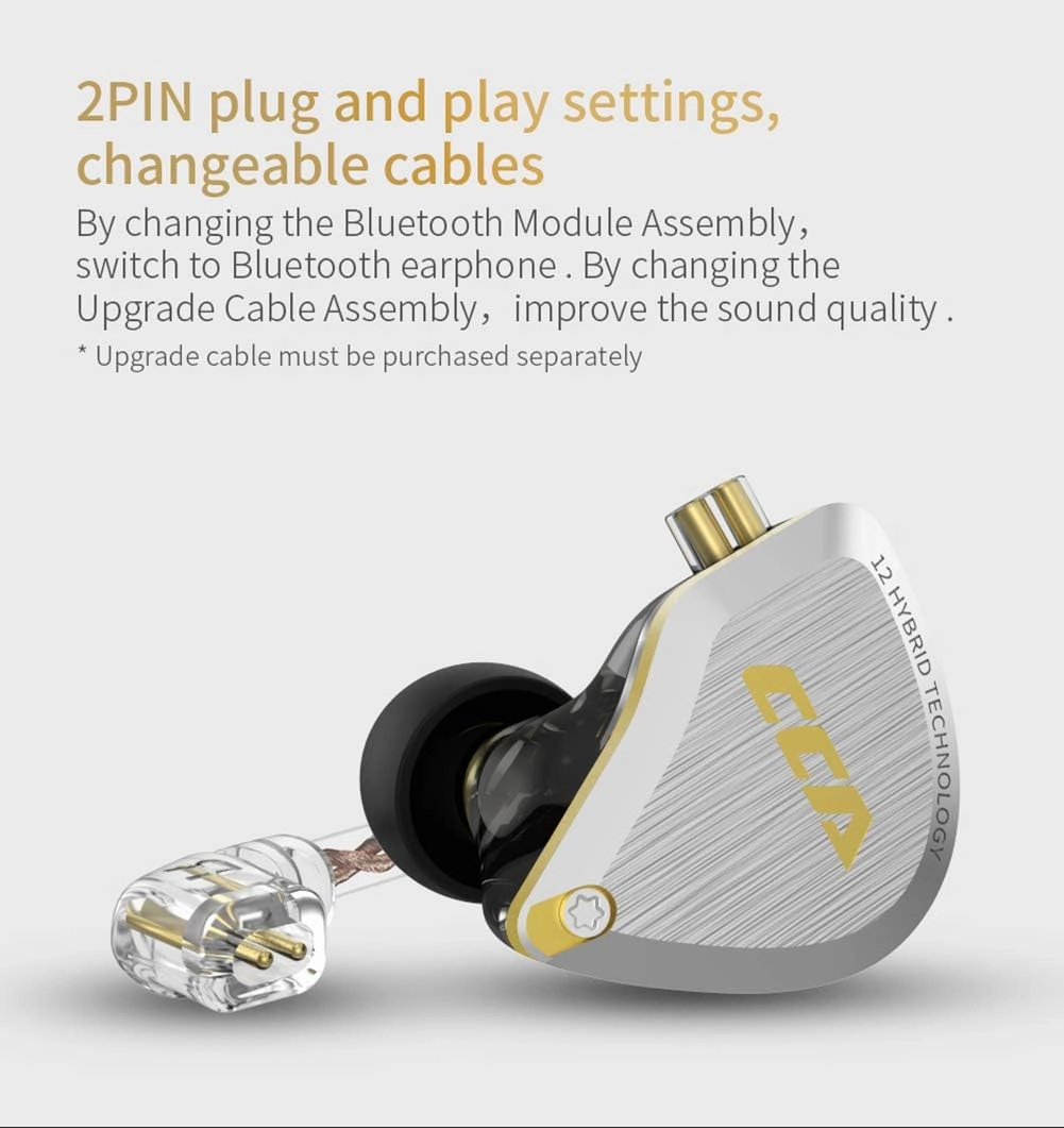 CCA C12 in Ear Earphones 5BA 1DD Hybrid Drivers Wired Sport Earbuds Headphones Stereo Gaming Headset HiFi Clear Sound for Musician Audiophile Singer DJ