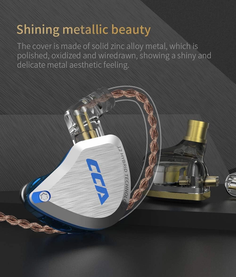 CCA C12 in Ear Earphones 5BA 1DD Hybrid Drivers Wired Sport Earbuds Headphones Stereo Gaming Headset HiFi Clear Sound for Musician Audiophile Singer DJ