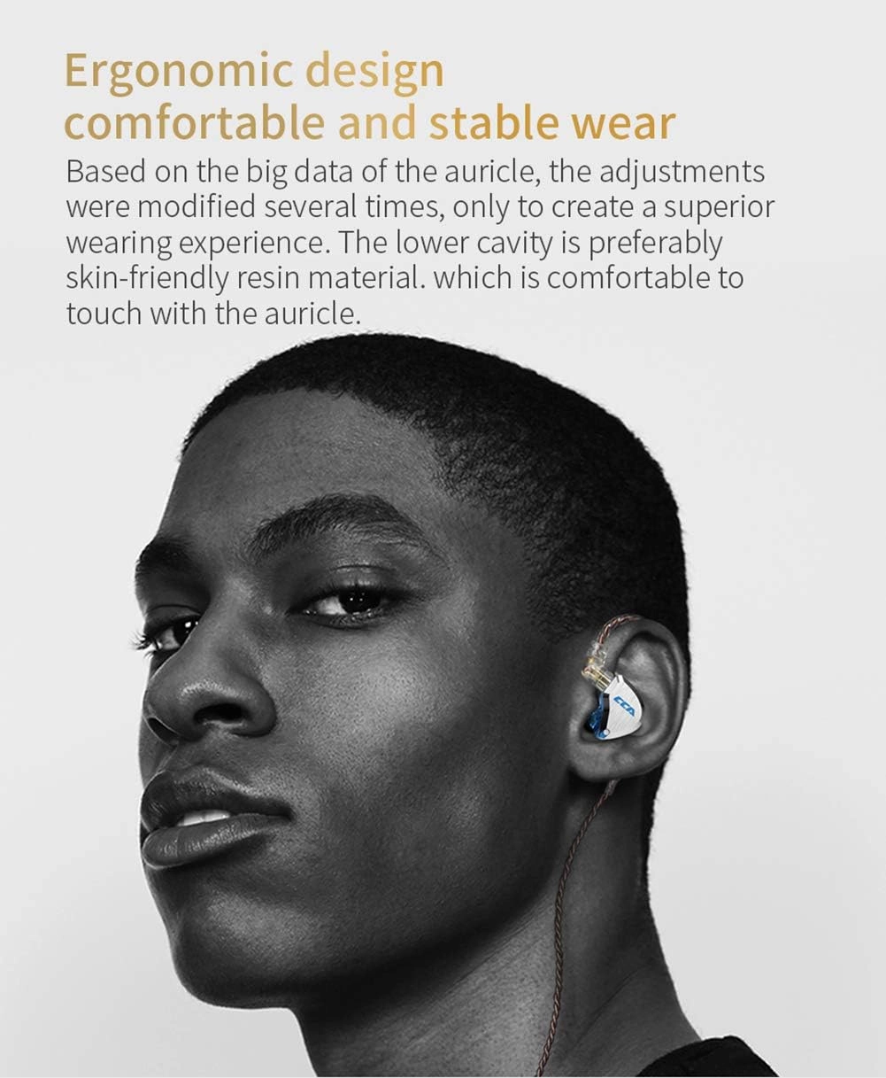 CCA C12 in-Ear Monitors, 5BA 1DD Hybrid HiFi Stereo Noise Isolating IEM Wired Earphones/Earbuds/Headphones with Detachable Tangle-Free Cable 2Pin for Musician Audiophile (Without MIC, Amber Gold)