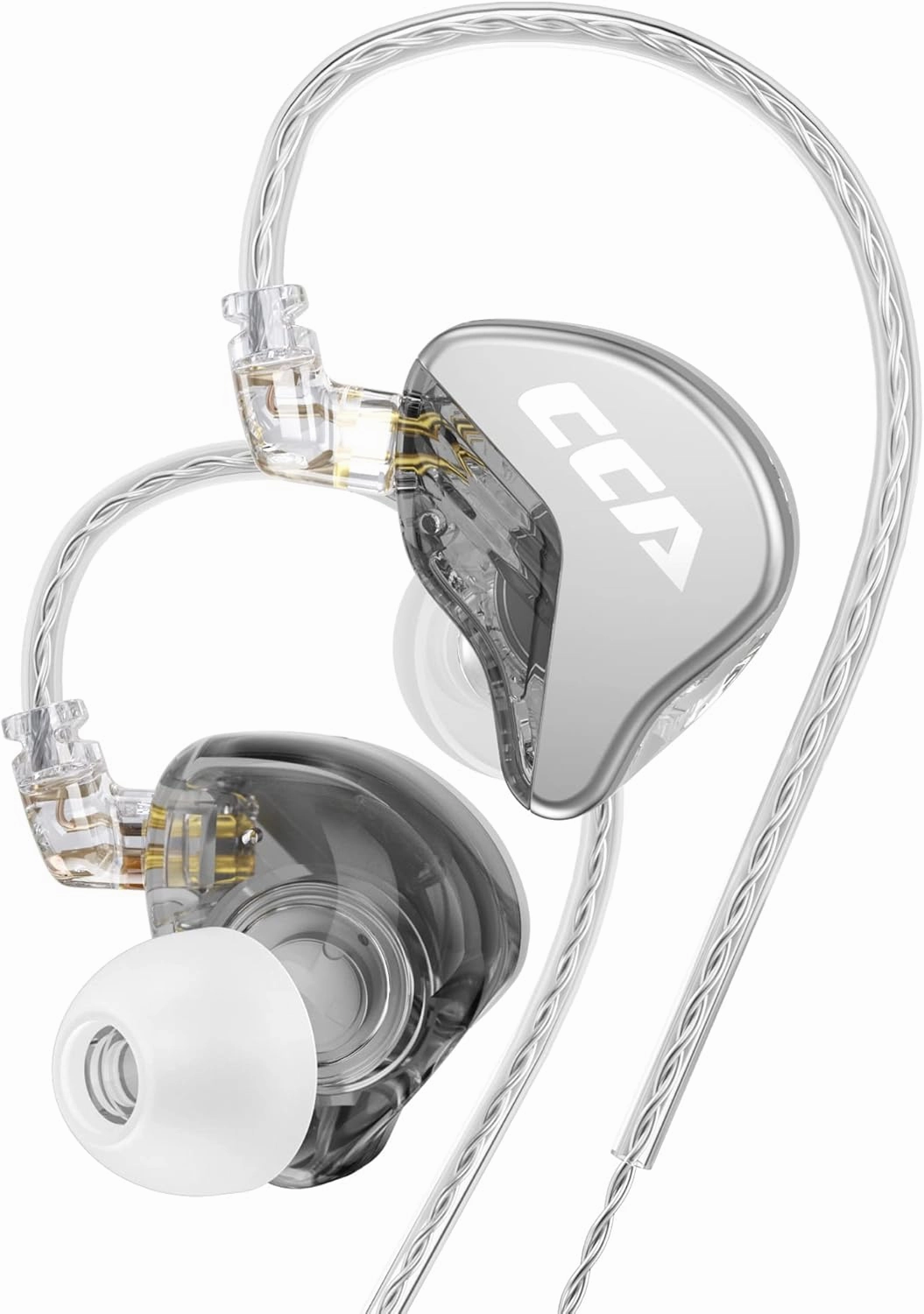 CCA CRA in Ear Monitor Headphones, Ultra-Thin Diaphragm Dynamic Driver IEM Earphones, Clear Sound & Deep Bass, Wired Gaming Earbuds with Tangle-Free Detachable Cable for Singer Musicians Drummers DJ